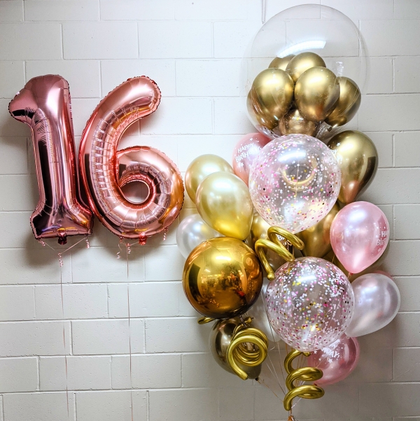 Jewel Pink & Champagne Birthday Balloon Pick An Age Set